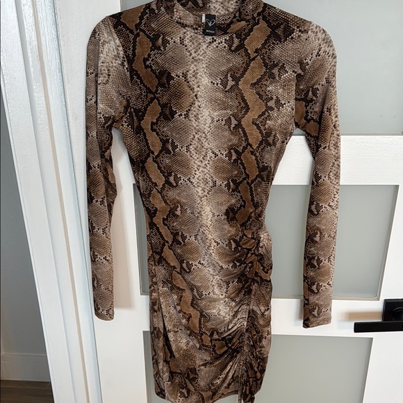 Windsor Brown and Tan Midi Dress with Snakeskin Print - Picture 1 of 4